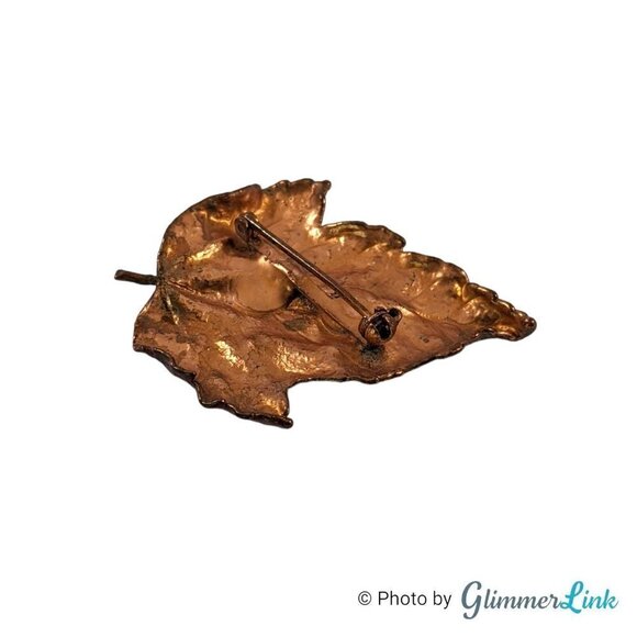 Maple Leaf Copper Electroform Fall Autumn Brooch - Picture 5 of 9